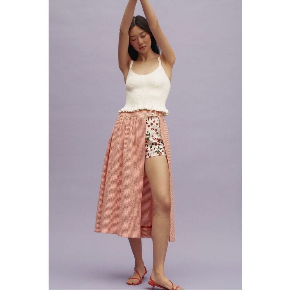Maeve Icon Skort Red and White Skirt Set by Anthropologie 🍅